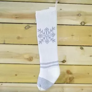 Image of Kaemingk - Winter Grey & White Christmas Stocking - Snowflake