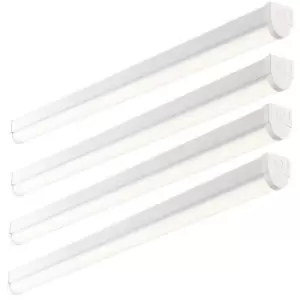 Image of 4 PACK 4ft High Lumen Batten Light - 42.5W Cool White LED - Gloss White & Opal