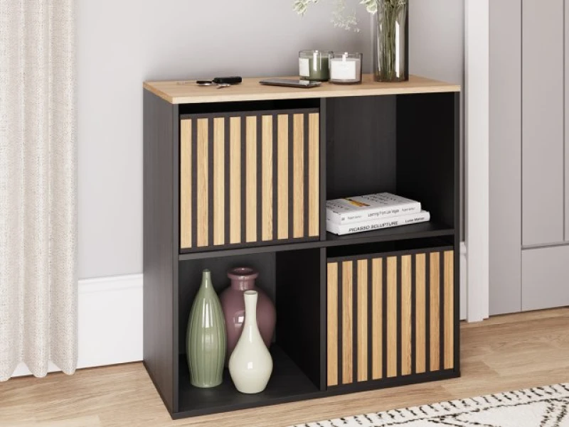 Image of GFW Kube 2x2 Black and Oak Shelf Storage Cube