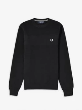 Image of Fred Perry Textured Stripe Jumper, Black, Size S, Men