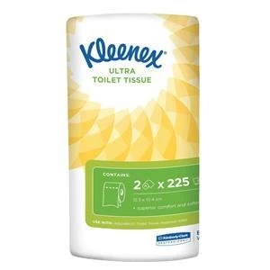 Image of Original Kleenex Small Toilet Roll 2 ply 2 Rolls of 240 Sheets Pack of 24