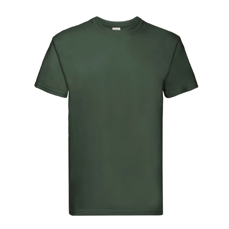 Image of Fruit Of The Loom Fruit of the Loom Men Super Premium Plain T-Shirt in Bottle Green Size: Small Bottle Green S Male 5063425997565