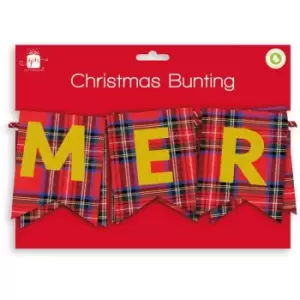 Image of Giftmaker Merry Christmas Fabric Christmas Bunting (One Size) (Red) - Red