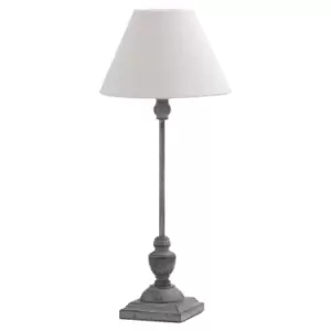Image of Dark Grey Stem Wooden Table Lamp with Natural Shade