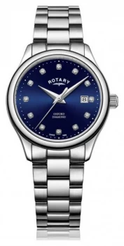 Image of Rotary Womens Oxford Stainless Steel Blue Sunray Dial Watch