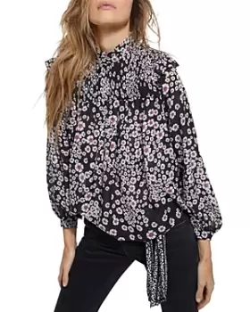 Image of The Kooples Smocked Floral Print Top