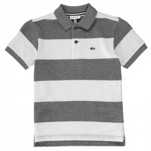 Image of Lacoste Lacoste Block Stripe Polo Shirt - Gry/Wht V7J