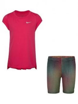 Image of Nike Younger Girls 2 Piece Tunic Top and Biker Shorts Set - Black, Size 18 Months