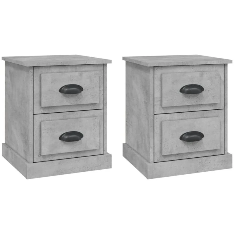 Image of VIDAXL Bedside Cabinets 2 pcs Concrete Grey 39x39x47.5cm Engineered Wood Vidaxl 8720845790431