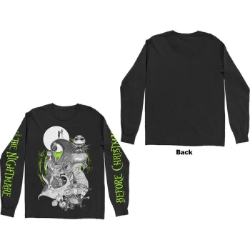 Image of Disney - The Nightmare Before Christmas Characters Green Glow Unisex Medium T-Shirt - Black