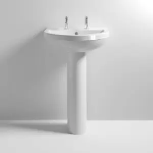 Image of Nuie - Ivo Basin and Full Pedestal 555mm Wide - 2 Tap Hole