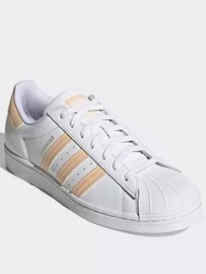 Image of adidas Originals Superstar Shoes, White/Pink, Size 6.5, Men