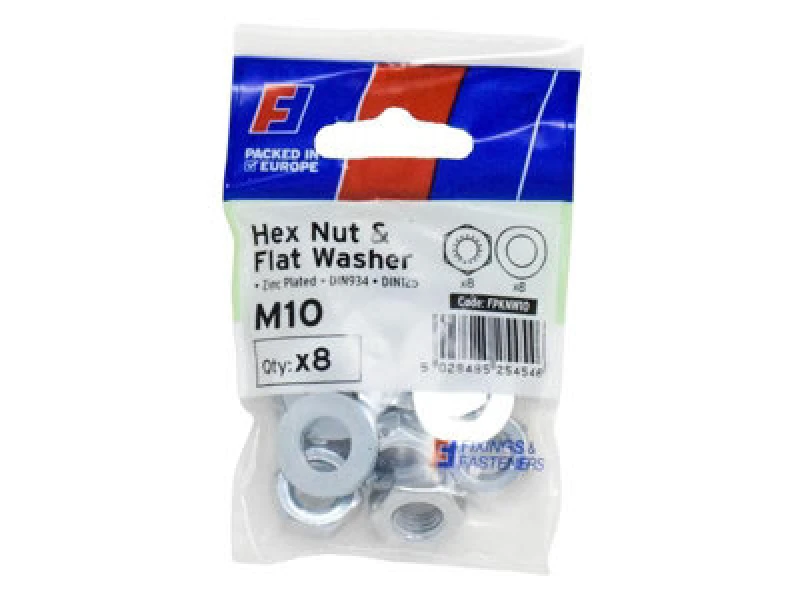 Image of Forgefix Fpknw10 Nut & Washer M10 Forgepack 8 Forfpknw10
