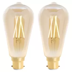 Image of 4lite WiZ Connected LED Smart ST64 Filament Bulb Amber BC (B22) Tunable White & Dimmable - Twin Pack