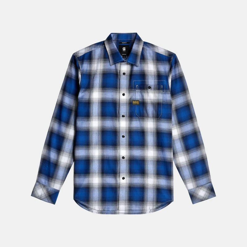 Image of G Star Mens Long Sleeve Plain Shirt Deep Blue male Medium