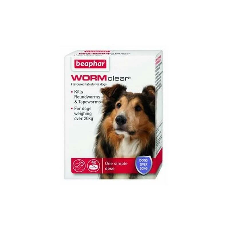 Image of beaphar Beaphar - WORMclear Dog for Dogs up to 40kg (4Tabs) - 219161 8711231117956