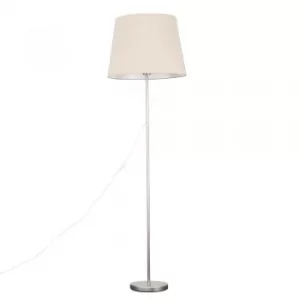 Image of Charlie Brushed Chrome Floor Lamp with XL Beige Aspen Shade