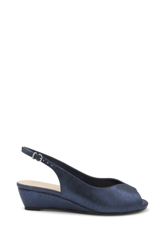 Image of Paradox London 'Janine' Wide Fit Low Heel Wedges Navy