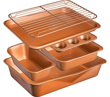 Image of GOTHAM STEEL Stackmaster 7154FE 6 Piece Non-stick Bakeware Set - Copper