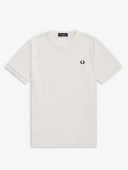 Image of Fred Perry Pocket Detail Pique Shirt, White, Size S, Men