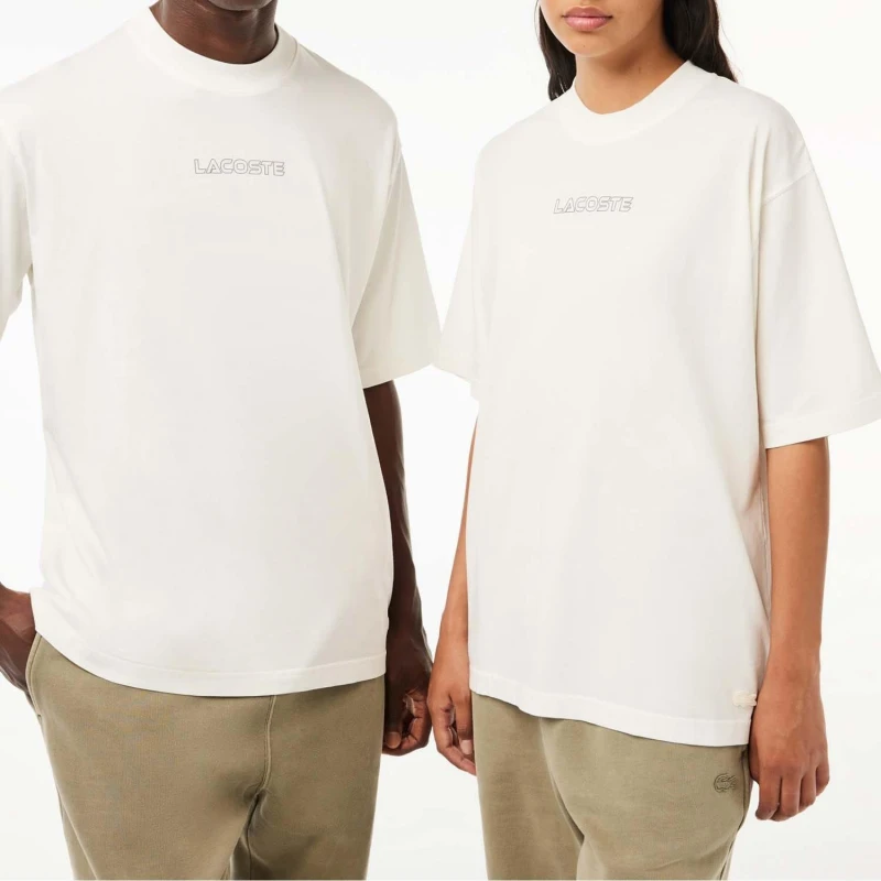 Image of Lacoste Loose Fit Cotton Jersey T-Shirt - White White XL