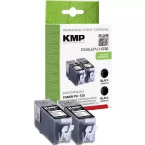 Image of KMP Ink replaced Canon PGI-520 Compatible Pack of 2 Black C72D 1508,0021