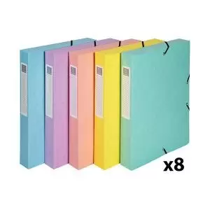 Image of Exacompta Aquarel Exabox 40mm Box File Glossy Card A4 Assorted Pack of