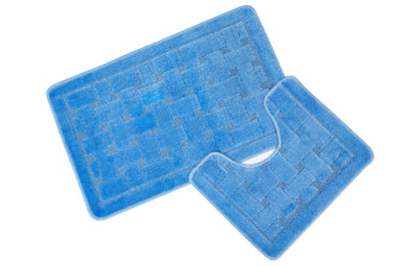 Image of EMMA BARCLAY Orkney Blue Bath Mat and Pedestal Set 12401379