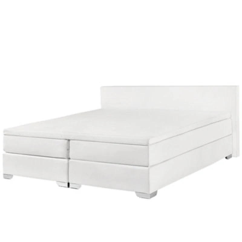Image of Beliani Divan Bed Faux Leather President 180 X 200 Cm (Eu Super King) White