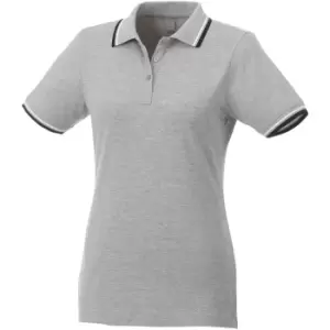 Image of Elevate Womens/Ladies Fairfield Polo With Tipping (L) (Grey Melange/Navy/White)
