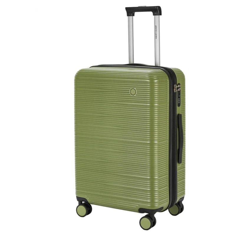 Image of Pierre Cardin Arles Medium Checked Suitcase, Expandable Hard Shell - Olive Green Olive Unisex Medium