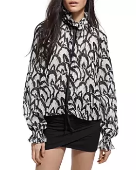 Image of The Kooples Feathers Printed Blouse