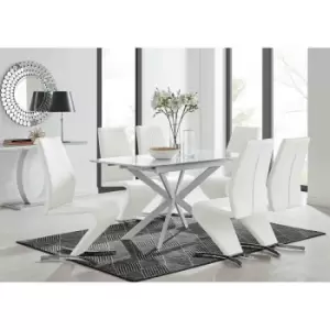 Image of Furniture Box LIRA 120 Extending Dining Table and 6 White Willow Chairs