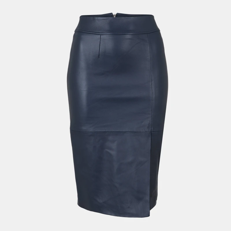 Image of Boss Womens Setora Leather Shorts Dark Blue female 4 (XXS)