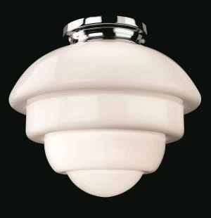 Image of 1 Light Flush Light Chrome, Opal White Glass, E27