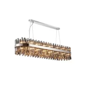 Image of Lysander 36 Light G9, Ceiling Pendant Oblong, Polished Nickel, Smoke Item Weight: 33.98kg