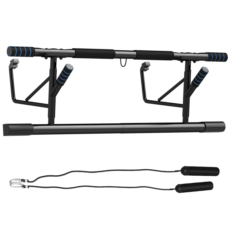 Image of SPORTNOW Pull-Up Bar Doorway Push Up Stand w/ Resistance Bands - Blue - 100L x 50W x 27Hcm TJ Hughes 5063603437807