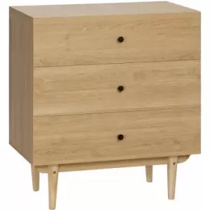 Image of Homcom - Chest of Drawers, 3 Drawer Unit Storage Cabinet for Bedroom, Natural - Natural wood finish