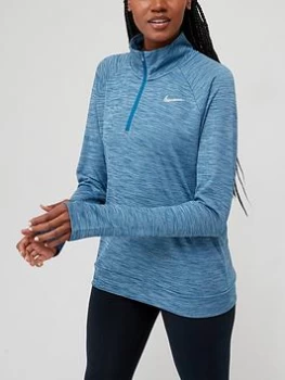 Image of Nike Running Long Sleeve Zip Pacer Top - Blue Size M, Women