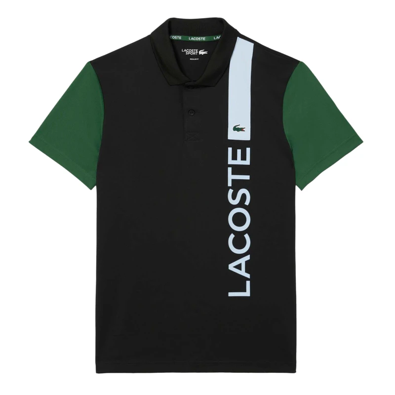 Image of Lacoste Ultra Dry Print Branding Tennis Polo Shirt Black male XS