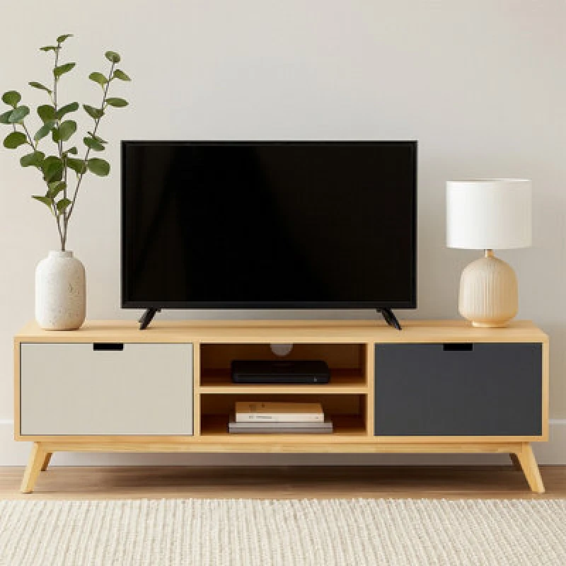 Image of Orsina Contemporary Design Media Unit, Durable Mdf Constructed Modern TV Cabinet, Functional Sleek Media Unit
