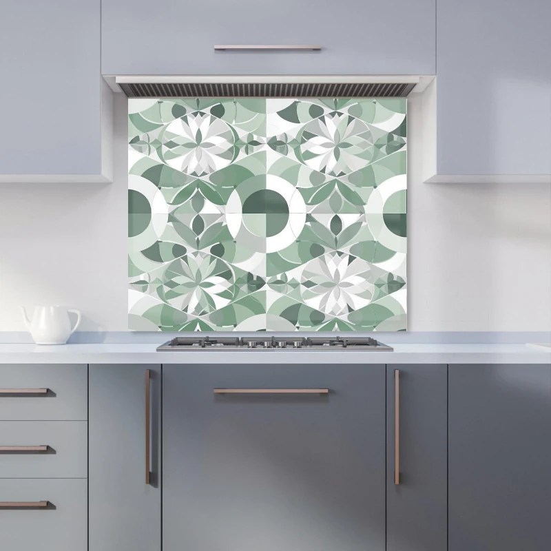Image of Warren Reed - Designer Geometric Pastel Green Kitchen Splashback Size: 900mm x 650mm Green Unisex 900mm x 650mm