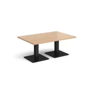 Image of Brescia rectangular coffee table with flat square Black bases 1200mm x 800mm - beech