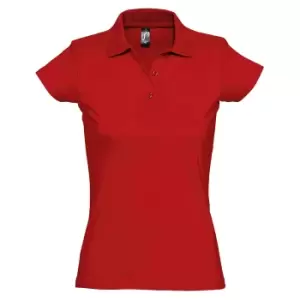 Image of SOLS Womens/Ladies Prescott Short Sleeve Jersey Polo Shirt (L) (Red)