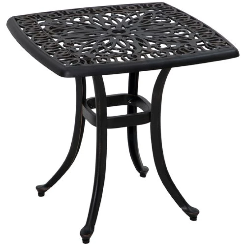 Image of Outsunny Cast Aluminium Bistro Table with Umbrella Hole, Bronze Tone, Brown 84G-310V00BN