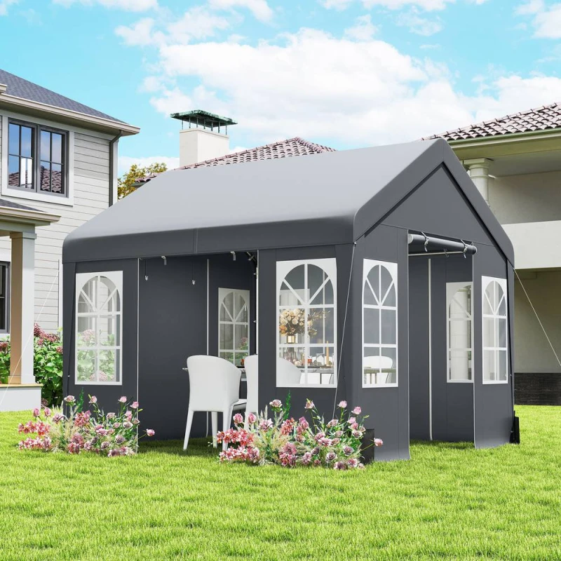 Image of Outsunny 3 x 3m Party Tent, Outdoor Canopy Tent with Sidewalls, Grey 84C-697V00GY