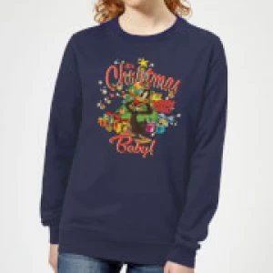 Image of Looney Tunes Its Christmas Baby Womens Christmas Sweatshirt - Navy - S