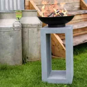 Image of Ivyline 68.5cm Firebowl & Square Console - Cement