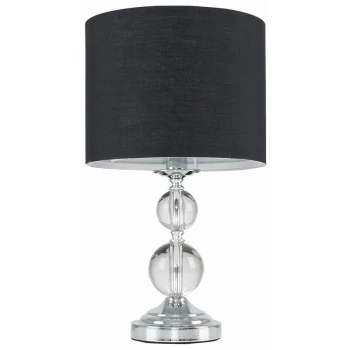 Image of Chrome & Acrylic Ball Touch Dimmer Table Lamp Shade - Black - No Bulb