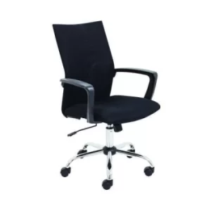 Image of First One Task Chair with Arms 630x535x940-1020mm Mesh Back Black KF90883